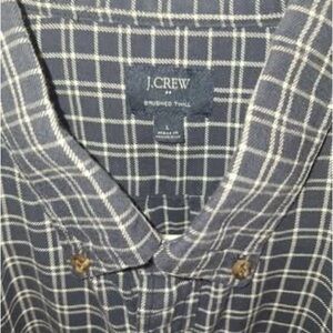 J. Crew Navy and White Plaid Brushed Twill Button-Down Shirt